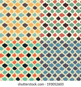 Set of Vintage seamless pattern hipsters. Vector EPS10. Illustration with texture for print, web