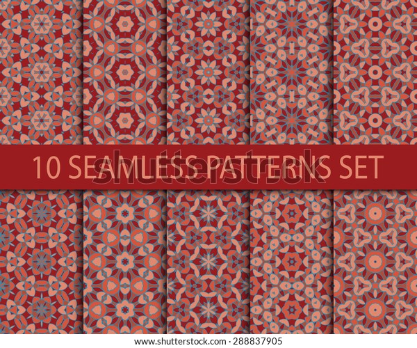 Set Vintage Seamless Patterns Ten Unrepeatable Stock Vector (Royalty ...