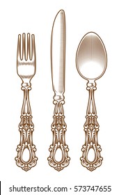 Set of vintage silver cutlery