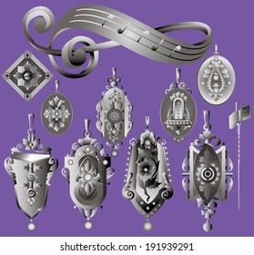 Set of vintage silver jewerly
