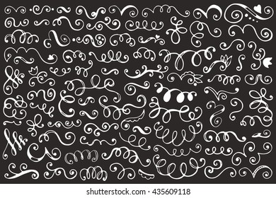 Set of vintage sketch elements. Vector Hand drawn decoration collection.