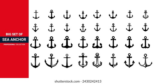 Set of vintage sketch hand drawn style sea anchor symbol set. Anchor set of icons. Anchor icon, Anchor Illustration