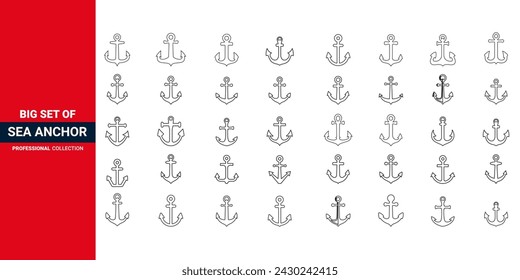 Set of vintage sketch hand drawn style sea anchor symbol set. Anchor set of icons. Anchor icon, Anchor Illustration
