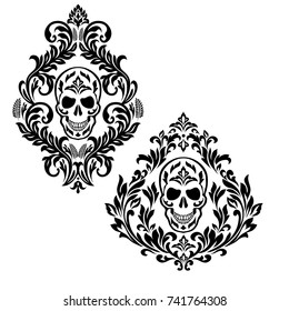 Set Vintage. Skull for tattoos and decorations on T-shirts.