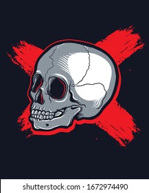 Set of vintage skulls, isolated on dark background.