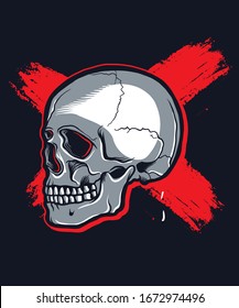 Set of vintage skulls, isolated on dark background.