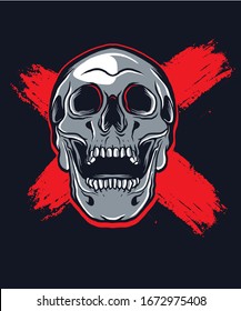 Set of vintage skulls, isolated on dark background.