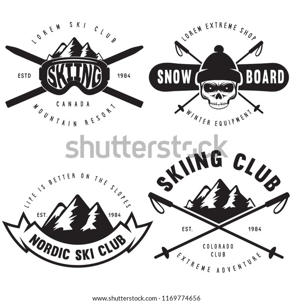 Set Vintage Snowboarding Ski Winter Sports Stock Vector (Royalty Free ...