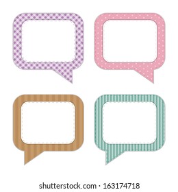 Set of vintage speech bubbles in shabby chic style for scrapbook notes or as decorative elements for invitation