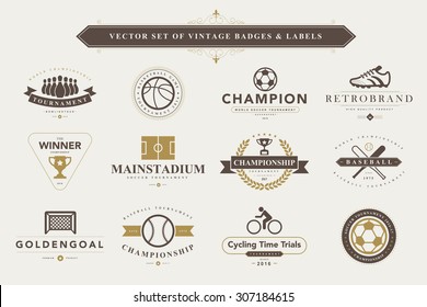 Set of vintage sport badges and labels