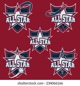 Set Of Vintage Sports All Star Crests