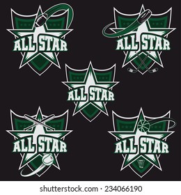 set of vintage sports all star crests