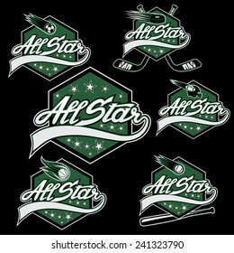 set of vintage sports all star crests