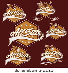 set of vintage sports all star crests