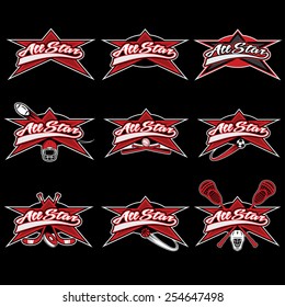 set of vintage sports all star crests