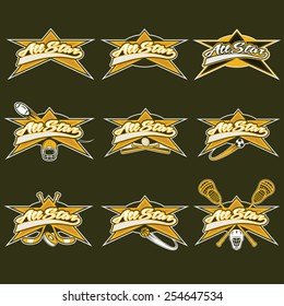 set of vintage sports all star crests