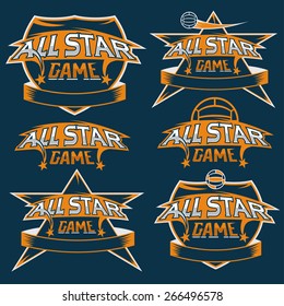 set of vintage sports all star crests with soccer theme