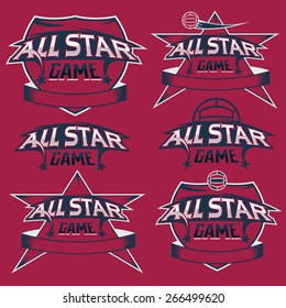 set of vintage sports all star crests with soccer theme
