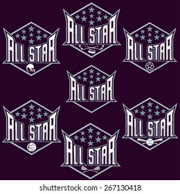 set of vintage sports all star crests