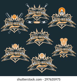 set of vintage sports all star crests
