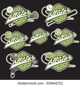 set of vintage sports all star crests