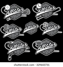 set of vintage sports all star crests