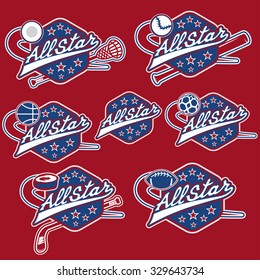 set of vintage sports all star crests