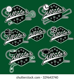 set of vintage sports all star crests