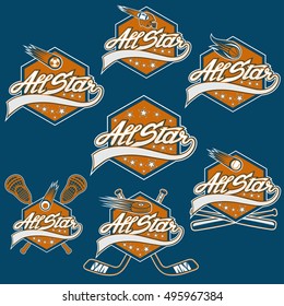 set of vintage sports all star crests