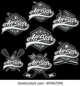 set of vintage sports all star crests