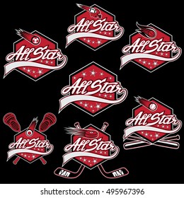 set of vintage sports all star crests