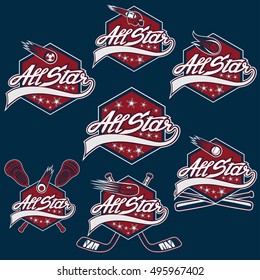 set of vintage sports all star crests