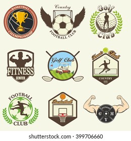 Set of vintage sports emblems