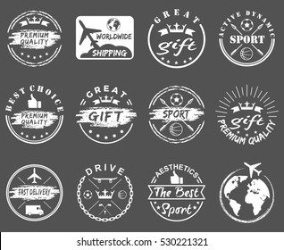 set of vintage, sports, gift emblems