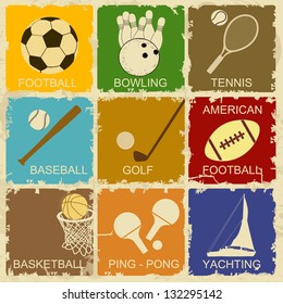 Set of Vintage Sports separate Labels - Retro Signs poster, vector illustration