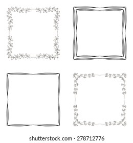 Set of vintage square frame, isolated on white background