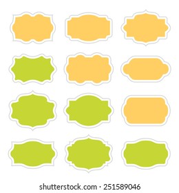Set of vintage stickers border in frame for messages.