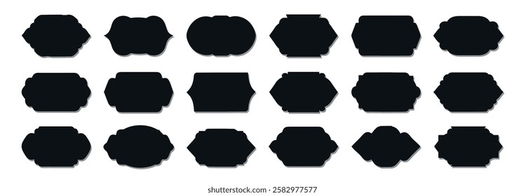 Set of vintage stickers border for messages. vintage frames and labels shape. Luxury vintage frames, sale sticker, price tag, paper black silhouette set. vector illustration.