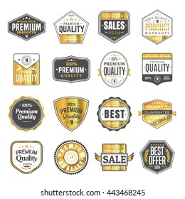 Set of vintage stickers for business. Gold stickers for the website, sales, and business.