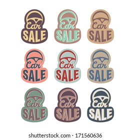 Set of vintage stickers/ labels/ tags/ icons. Car sale. Retro vector illustration