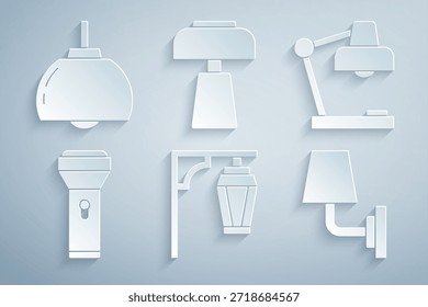 Establezca la luz de calle de Antiguas, la lámpara de mesa, la linterna, la pared o el aplique, y el icono de la lámpara. Vector