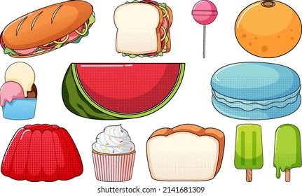 Set of vintage style cartoon on white background illustration