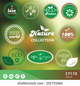 Set of vintage style elements for icons, labels and badges on blurred background- vector