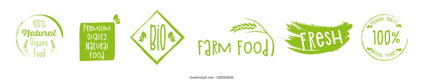 Set of vintage style elements for labels and badges for organic food and drink