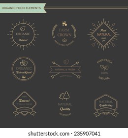 Set of vintage style elements for labels  and badges for meat, fresh organic products,