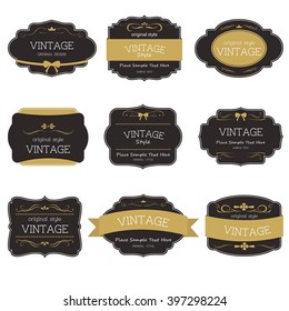 Set of vintage style label element. Vintage ornament.