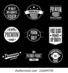 Set of vintage style labels - premium quality product and guaranteed satisfaction signs