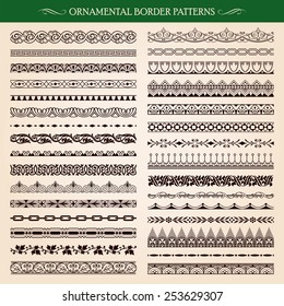 Set of vintage style ornamental border frame patterns vector