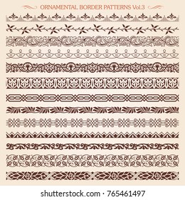 Set of vintage style ornamental border frame line patterns 3 vector