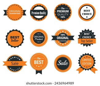 Set of vintage style premium quality badges and labels.